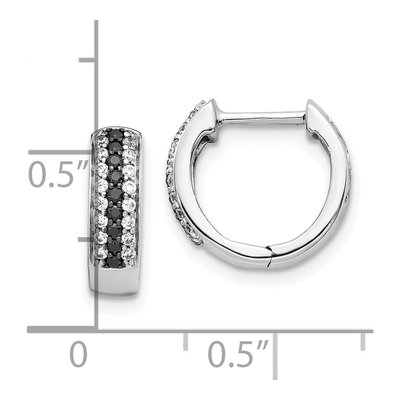 10K White Gold 1/3 ct tw Black Diamond Huggie Hoop Earrings – view 4