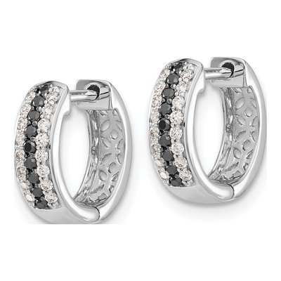 14K White Gold 1/3 ct tw Diamond Huggie Hoop Earrings – view 3