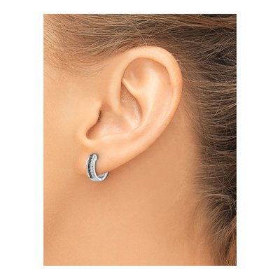 14K White Gold 1/3 ct tw Diamond Huggie Hoop Earrings – view 4