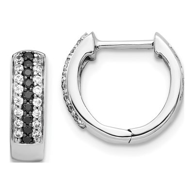 14K White Gold 1/3 ct tw Diamond Huggie Hoop Earrings