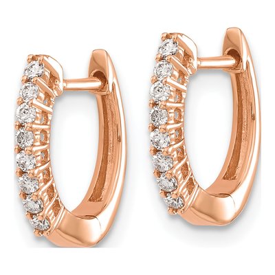14K Rose Gold 1/6 ct tw 11mm Diamond Huggie Hoop Earrings – view 3
