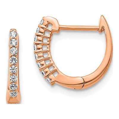 14K Rose Gold 1/6 ct tw 11mm Diamond Huggie Hoop Earrings