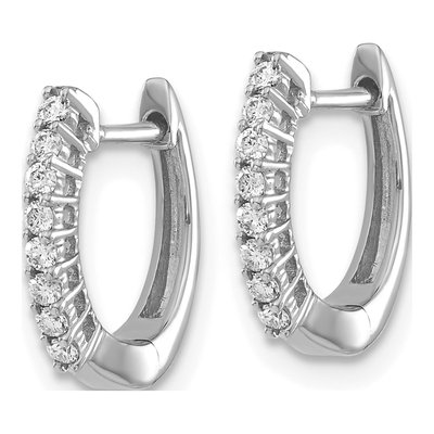 14K White Gold 1/6 ct tw 11mm Diamond Huggie Hoop Earrings – view 3