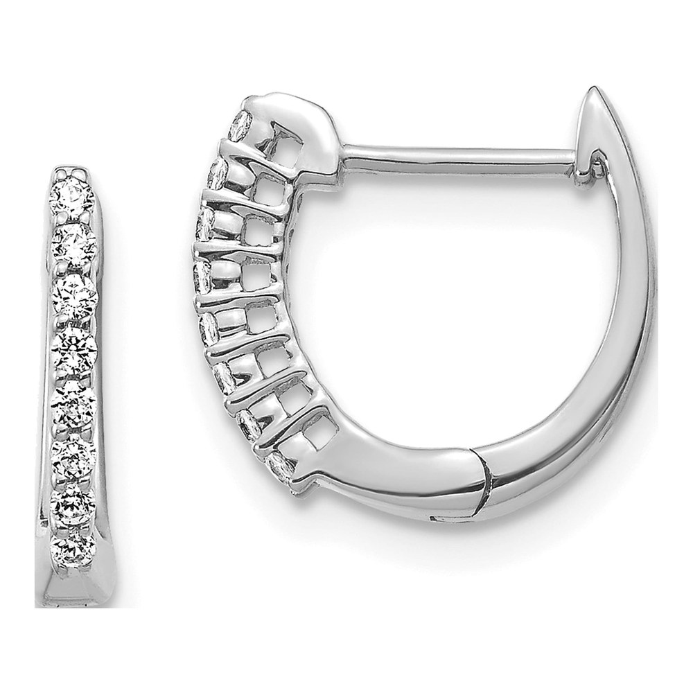 14K White Gold 1/6 ct tw 11mm Diamond Huggie Hoop Earrings