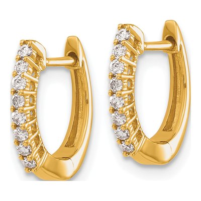 14K Yellow Gold 1/6 ct tw 11mm Diamond Huggie Hoop Earrings – view 2