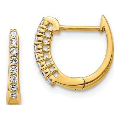 14K Yellow Gold 1/6 ct tw 11mm Diamond Huggie Hoop Earrings