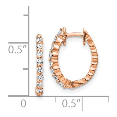 14K Rose Gold 1/4 ct tw 15mm Diamond Huggie Hoop Earrings – view 2