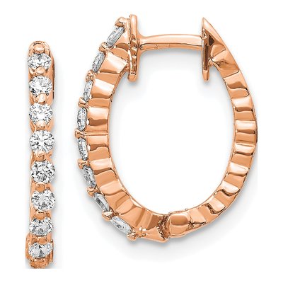 14K Rose Gold 1/4 ct tw 15mm Diamond Huggie Hoop Earrings