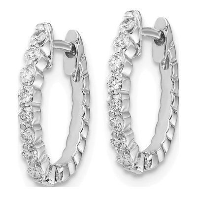 14K White Gold 1/4 ct tw 15mm Diamond Huggie Hoop Earrings – view 2