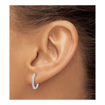14K White Gold 1/4 ct tw 15mm Diamond Huggie Hoop Earrings – view 3
