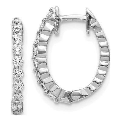 14K White Gold 1/4 ct tw 15mm Diamond Huggie Hoop Earrings