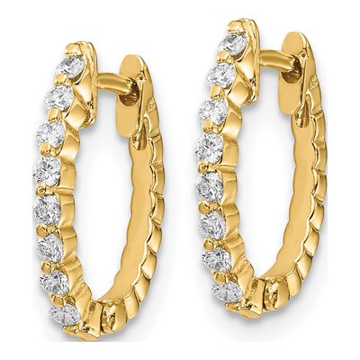 14K Yellow Gold 1/4 ct tw 15mm Diamond Huggie Hoop Earrings – view 2