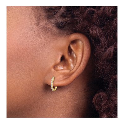 14K Yellow Gold 1/4 ct tw 15mm Diamond Huggie Hoop Earrings – view 3
