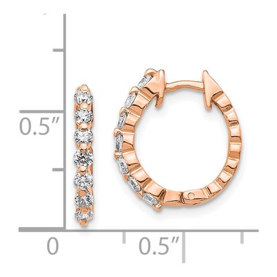 14K Rose Gold 1/2 ct tw 15mm Diamond Huggie Hoop Earrings – view 2