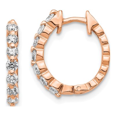14K Rose Gold 1/2 ct tw 15mm Diamond Huggie Hoop Earrings