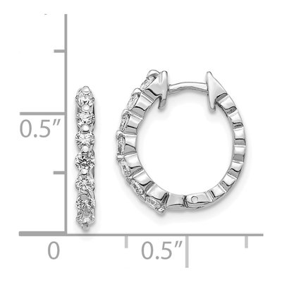 14K White Gold 1/2 ct tw 15mm Diamond Huggie Hoop Earrings – view 2