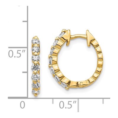 14K Yellow Gold 1/2 ct tw 15mm Diamond Huggie Hoop Earrings – view 2