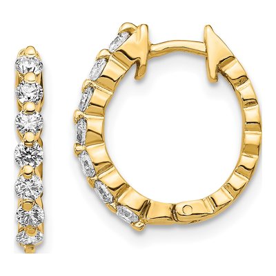 14K Yellow Gold 1/2 ct tw 15mm Diamond Huggie Hoop Earrings