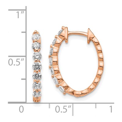 14K Rose Gold 3/4 ct tw 20mm Diamond Huggie Hoop Earrings – view 2
