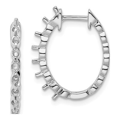 14K White Gold Hinged Hoop Earring Mounting