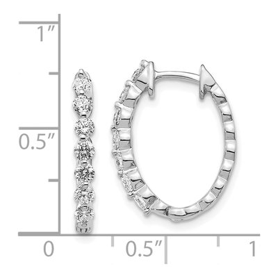 14K White Gold 3/4 ct tw 20mm Diamond Huggie Hoop Earrings – view 2