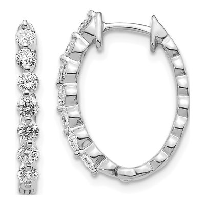 14K White Gold 3/4 ct tw 20mm Diamond Huggie Hoop Earrings