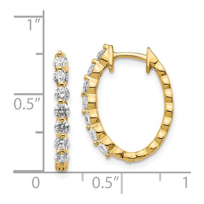 14K Yellow Gold 3/4 ct tw 20mm Diamond Huggie Hoop Earrings – view 2