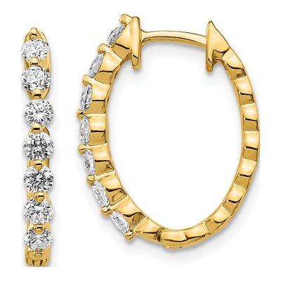 14K Yellow Gold 3/4 ct tw 20mm Diamond Huggie Hoop Earrings