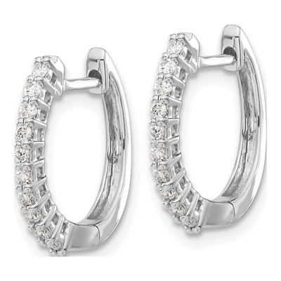 14K White Gold 1/4 ct tw 16mm Lab-Grown Diamond Huggie Hoop Earrings – view 3