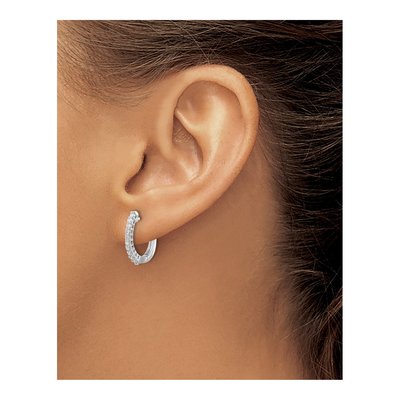 14K White Gold 1/4 ct tw 16mm Lab-Grown Diamond Huggie Hoop Earrings – view 4