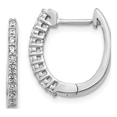 14K White Gold 1/4 ct tw 16mm Lab-Grown Diamond Huggie Hoop Earrings