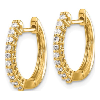 14K Yellow Gold 1/4 ct tw 16mm Diamond Huggie Hoop Earrings – view 3