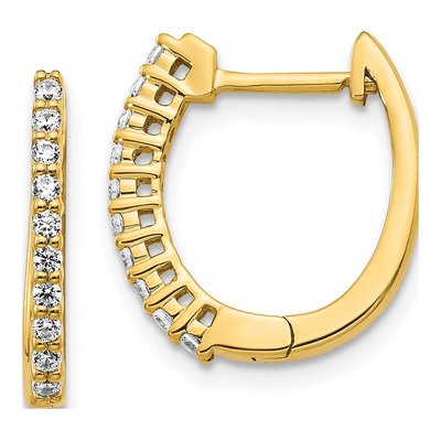 14K Yellow Gold 1/4 ct tw 16mm Lab-Grown Diamond Huggie Hoop Earrings