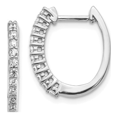 14K White Gold 1/3 ct tw 17mm Diamond Huggie Hoop Earrings
