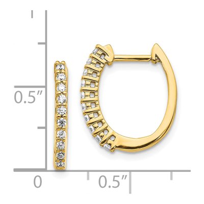 14K Yellow Gold 1/3 ct tw 16mm Diamond Huggie Hoop Earrings – view 3