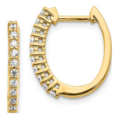 14K Yellow Gold 1/3 ct tw 16mm Diamond Huggie Hoop Earrings