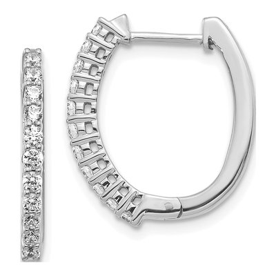 14K White Gold 1/2 ct tw 19mm Diamond Huggie Hoop Earrings