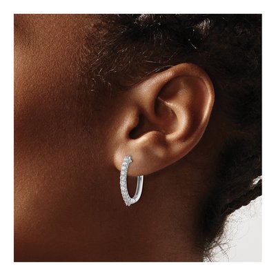 14K White Gold 1/2 ct tw 19mm Lab-Grown Diamond Huggie Hoop Earrings – view 4