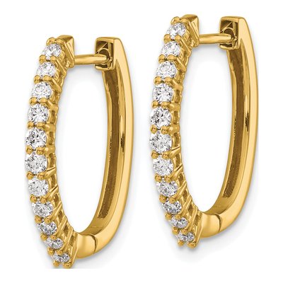 14K Yellow Gold 1/2 ct tw 18mm Diamond Huggie Hoop Earrings – view 3