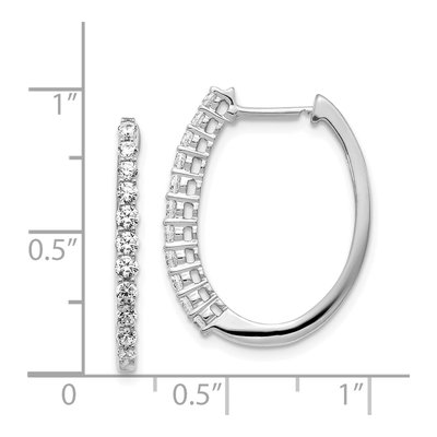 14K White Gold 3/4 ct tw 22mm Diamond Huggie Hoop Earrings – view 4