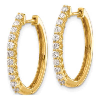 14K Yellow Gold 3/4 ct tw 22mm Diamond Huggie Hoop Earrings – view 2