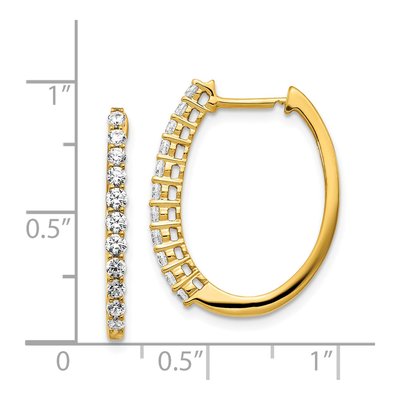 14K Yellow Gold 3/4 ct tw 22mm Diamond Huggie Hoop Earrings – view 4