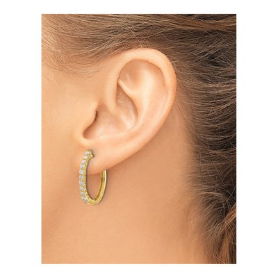 14K Yellow Gold 3/4 ct tw 23mm Lab-Grown Diamond Huggie Hoop Earrings – view 3