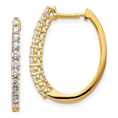 14K Yellow Gold 3/4 ct tw 23mm Lab-Grown Diamond Huggie Hoop Earrings