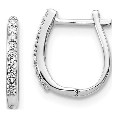 14K White Gold 1/10 ct tw 12mm Diamond Huggie Hoop Earrings
