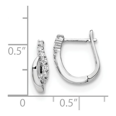 14K White Gold 1/8 ct tw 12mm Diamond Wave Huggie Hoop Earrings – view 2