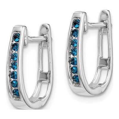 14K White Gold 1/6 ct tw 14mm Diamond Channel Huggie Hoop Earrings – view 2