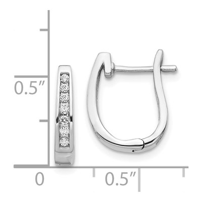 14K White Gold 1/6 ct tw 14mm Diamond Channel Huggie Hoop Earrings – view 3