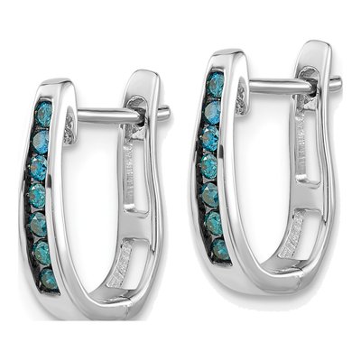 14K White Gold 1/6 ct tw 14mm Diamond Huggie Hoop Earrings – view 2