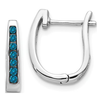14K White Gold 1/6 ct tw 14mm Diamond Huggie Hoop Earrings